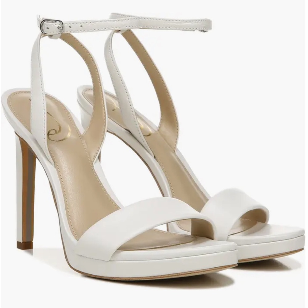 Sam Edelman Jade White Leather Ankle Strap Sandals Size 9 - Picture 2 of 12